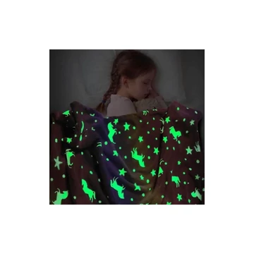 Világító takaró, unikornis mintával